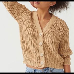 Babaa Women’s Cardigan No18 Mini Beige Cotton Sweater